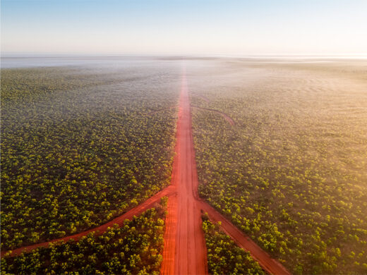 Broome Cape Leveque Road photo from a drone at sunrise From Miles Away