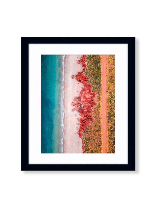 An Aerial Drone Photo of James Price Point in Broome Western Australia. Available as a fine art framed photo print.