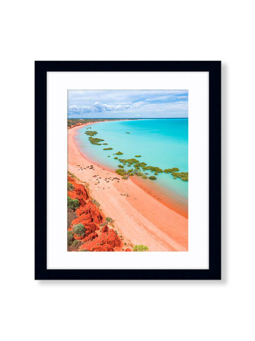 An Aerial Drone Photo of Simpsons Beach in Roebuck Bay Western Australia. Available as a fine art framed photo print.