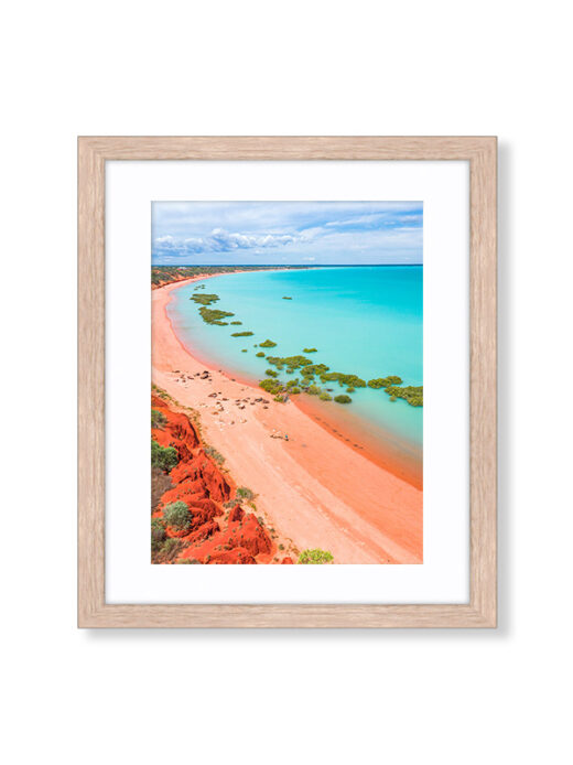 An Aerial Drone Photo of Simpsons Beach in Roebuck Bay Western Australia. Available as a fine art framed photo print.