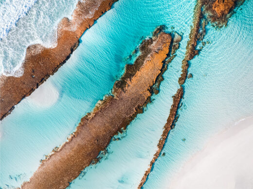 An aerial drone photo by Matt Deakin From Miles Away in West Beach Esperance Reef available as a fine art framed or canvas print