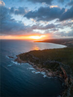 Matt Deakin From Miles Away Aerial drone photo of Cape Naturaliste Bunker Bay during sunrise in Margaret River. Available to buy as a fine art framed photo or canvas print.