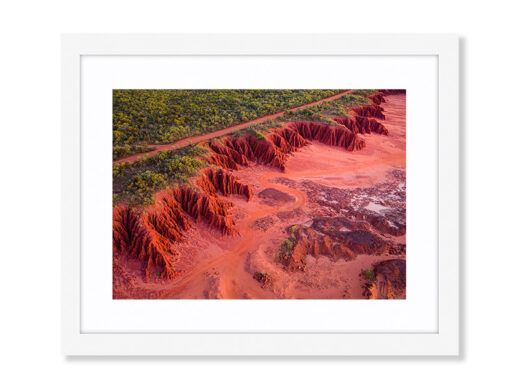 James Price Point cliffs at sunset from a drone on the Dampier Peninsula. Buy now as a framed fine art or canvas print.