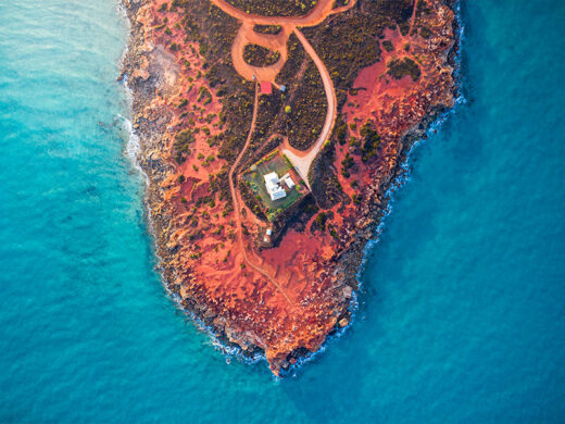 From Miles Away Matt Deakin Photography aerial drone photo of Gantheaume Point at Sunrise. Available as a fine art framed photo or canvas print.