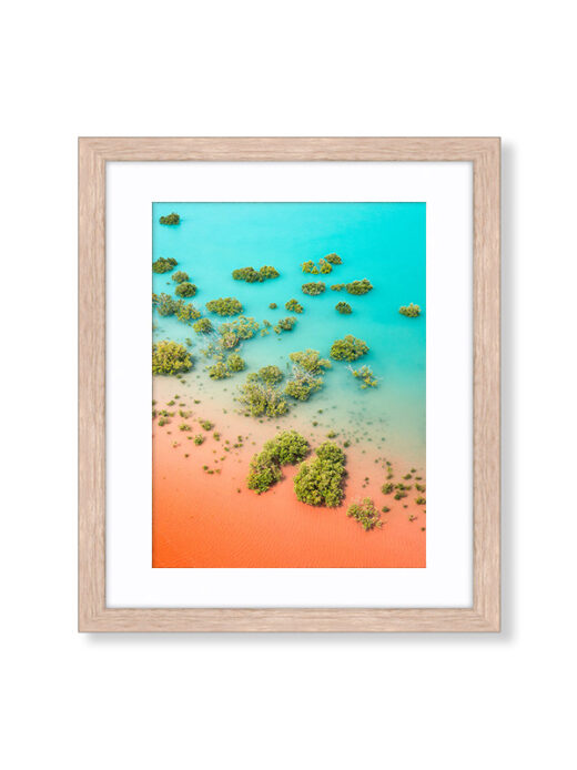 An Aerial Drone Photo of the mangroves in Roebuck Bay, Broome. Available as a fine art framed photo print.