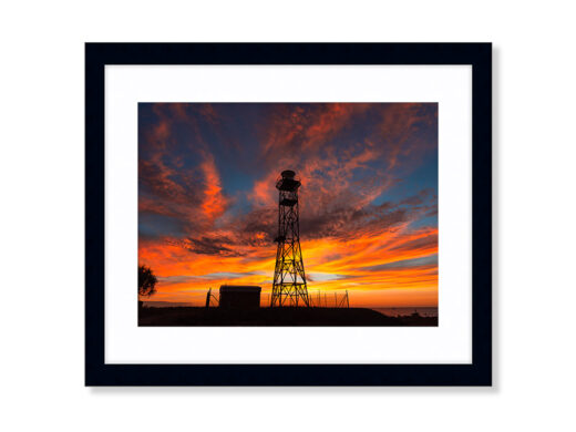 Gantheaume Point Lighthouse Sunset Framed Photo with Black Frame