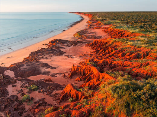 Drone Sunset Photo of James Price Point Walmadan Red Cliffs Broome Framed Print