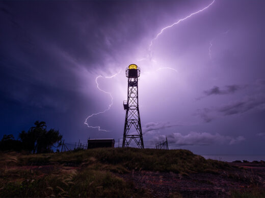 Lightning at Gantheaume Point Lighthouse in Broome