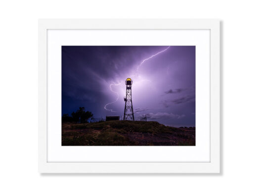 Gantheaume Point Lightning Framed White Photo Print