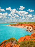 High Tide at Gantheaume Point Red Cliffs and Blue Ocean in Broome
