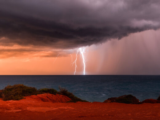 Gantheaume Point Lightning Bolt Storm in Broome Western Australia. Fine art photography framed canvas prints.