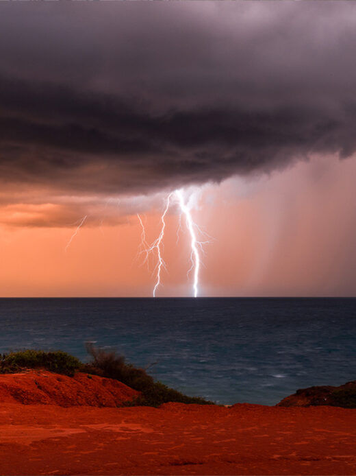 Gantheaume Point Lightning Bolt Storm in Broome Western Australia. Fine art photography framed canvas prints.