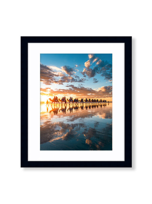 Cable Beach Camels Black Wood Framed Photo Print From Miles Away