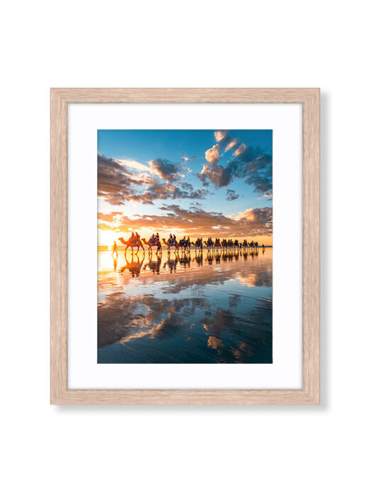 Cable Beach Camels Framed Oak Photo Print